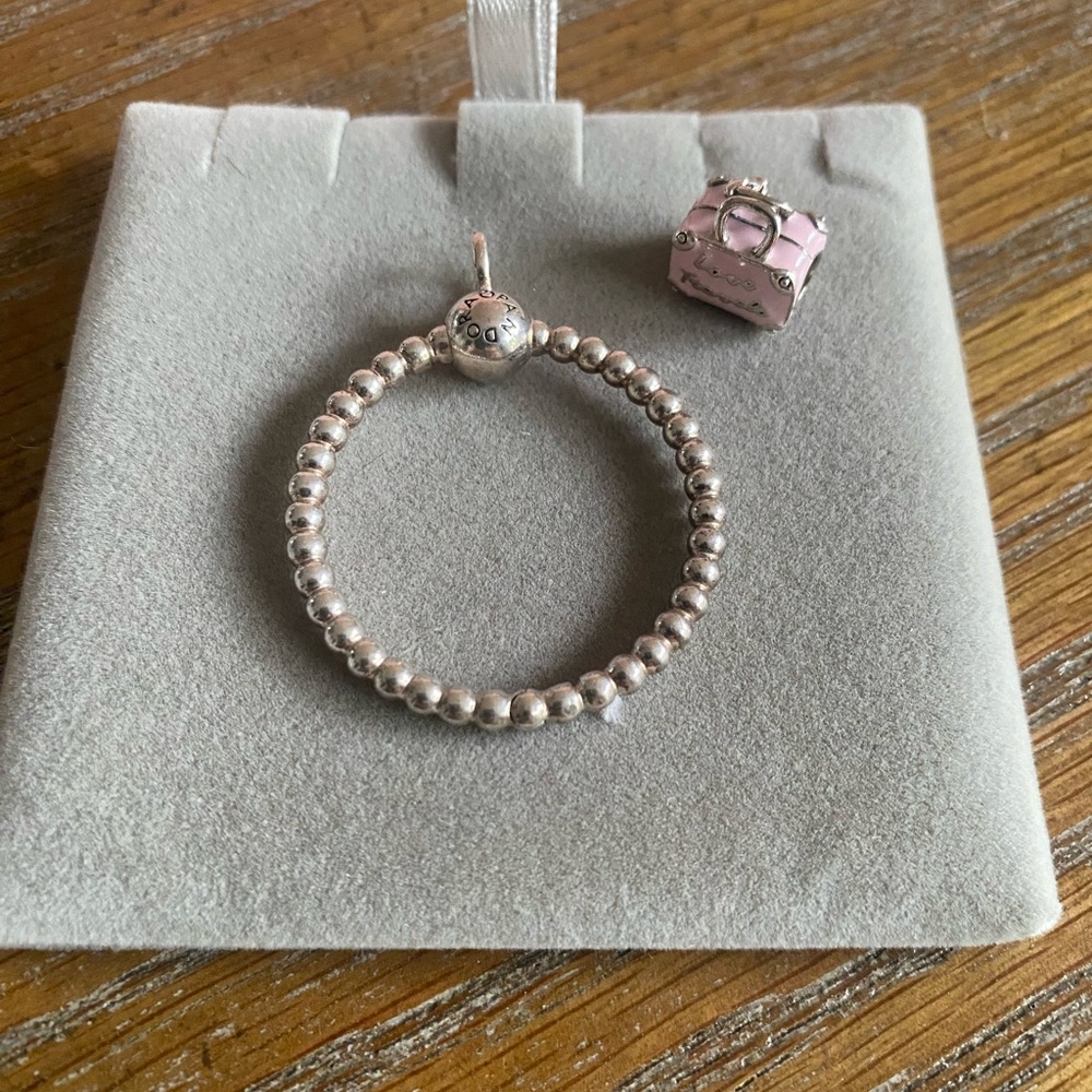 Pandora moments large pendant o and love travel charm in pink